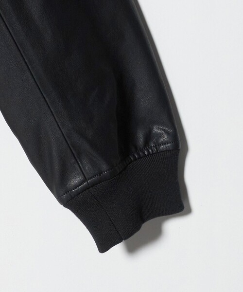【WEB限定 WARDROBE SMART】メルトン レザーライク スタジャン WEB限定 WARDROBE SMART】ブラックメルトン レザーライク スタジャン