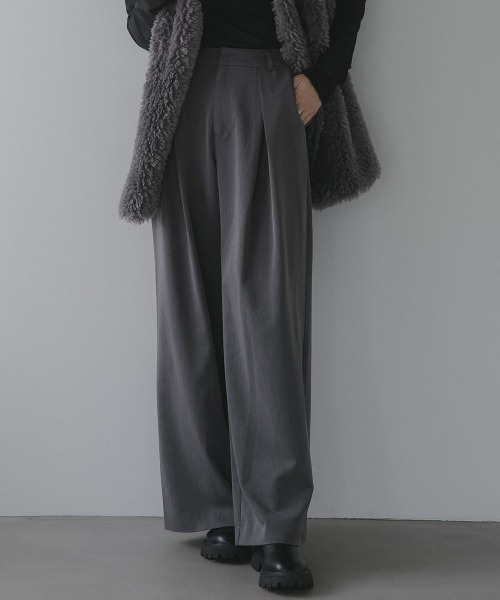 slattgir(スラットジール)の「高身長 クロスタックワイドパンツ(トールサイズ)Essenave(その他パンツ・レディース・チャコールグレー/ブラック・TM/TL/TLL/T3L)」の2枚目の写真