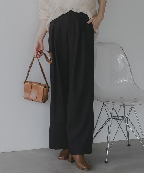 slattgir(スラットジール)の「高身長 クロスタックワイドパンツ(トールサイズ)Essenave(その他パンツ・レディース・チャコールグレー/ブラック・TM/TL/TLL/T3L)」の1枚目の写真