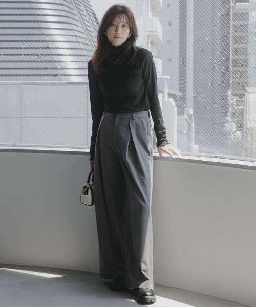 slattgir(スラットジール)の「高身長 クロスタックワイドパンツ(トールサイズ)Essenave(その他パンツ・レディース・チャコールグレー/ブラック・TM/TL/TLL/T3L)」の10枚目の写真