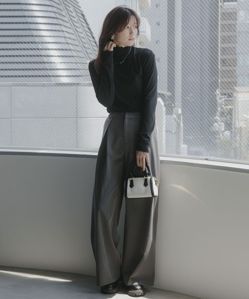 slattgir(スラットジール)の「高身長 クロスタックワイドパンツ(トールサイズ)Essenave(その他パンツ・レディース・チャコールグレー/ブラック・TM/TL/TLL/T3L)」の11枚目の写真