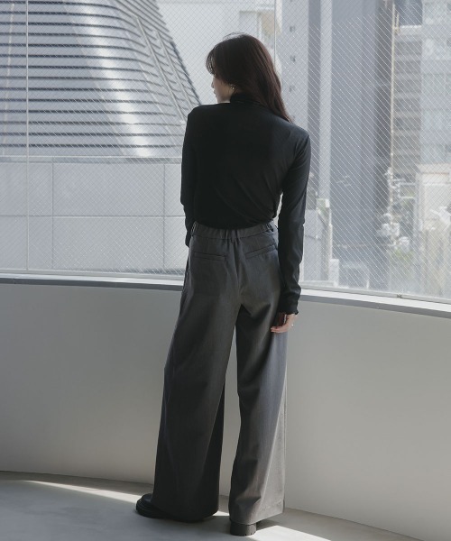slattgir(スラットジール)の「高身長 クロスタックワイドパンツ(トールサイズ)Essenave(その他パンツ・レディース・チャコールグレー/ブラック・TM/TL/TLL/T3L)」の12枚目の写真