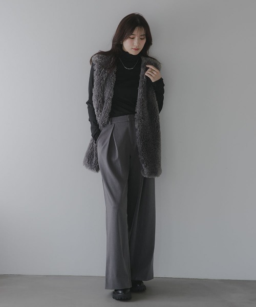 slattgir(スラットジール)の「高身長 クロスタックワイドパンツ(トールサイズ)Essenave(その他パンツ・レディース・チャコールグレー/ブラック・TM/TL/TLL/T3L)」の14枚目の写真
