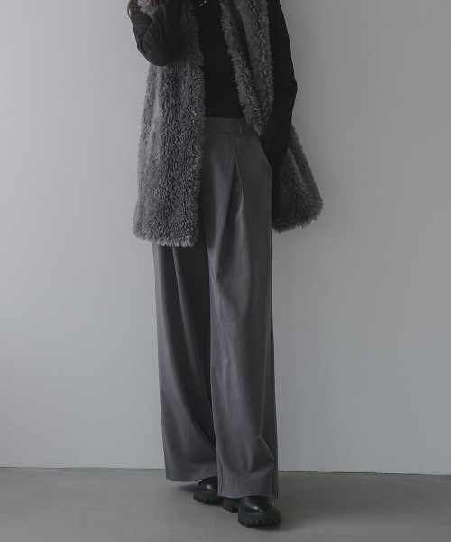 slattgir(スラットジール)の「高身長 クロスタックワイドパンツ(トールサイズ)Essenave(その他パンツ・レディース・チャコールグレー/ブラック・TM/TL/TLL/T3L)」の15枚目の写真