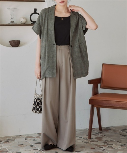 slattgir(スラットジール)の「高身長 クロスタックワイドパンツ(トールサイズ)Essenave(その他パンツ・レディース・チャコールグレー/ブラック・TM/TL/TLL/T3L)」の6枚目の写真