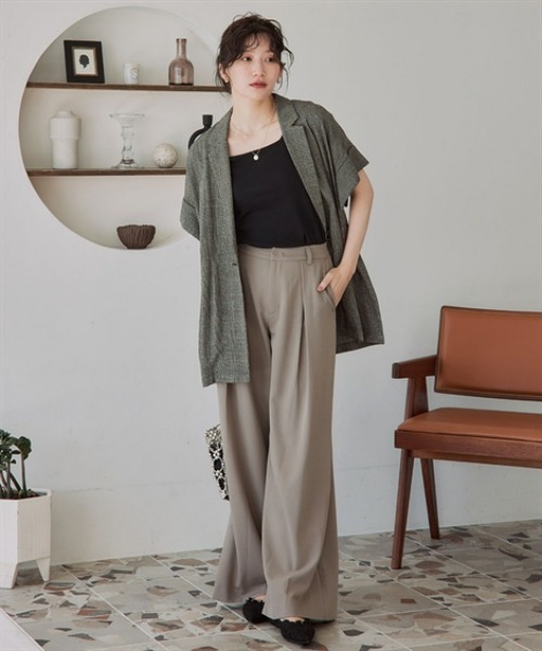 slattgir(スラットジール)の「高身長 クロスタックワイドパンツ(トールサイズ)Essenave(その他パンツ・レディース・チャコールグレー/ブラック・TM/TL/TLL/T3L)」の7枚目の写真