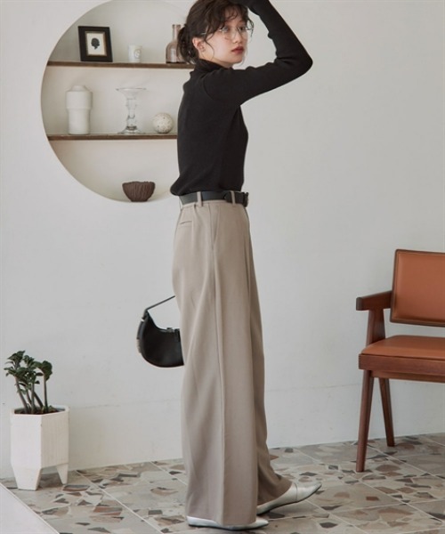 slattgir(スラットジール)の「高身長 クロスタックワイドパンツ(トールサイズ)Essenave(その他パンツ・レディース・チャコールグレー/ブラック・TM/TL/TLL/T3L)」の4枚目の写真