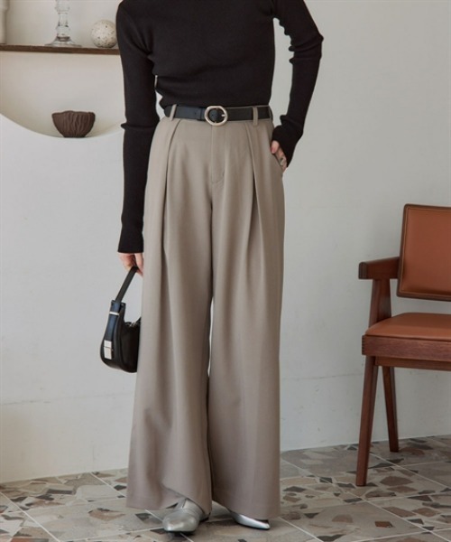 slattgir(スラットジール)の「高身長 クロスタックワイドパンツ(トールサイズ)Essenave(その他パンツ・レディース・チャコールグレー/ブラック・TM/TL/TLL/T3L)」の5枚目の写真