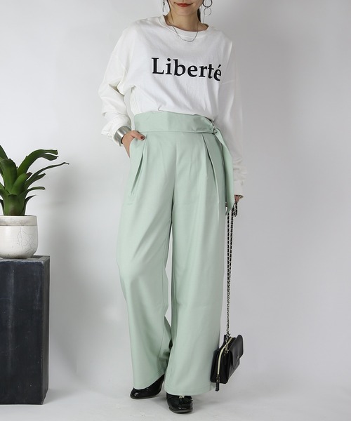 アンユーズド　ベルテッドワイドスラックス selle glant スラックス SIDE ZIP WIDE SLACKS PANTS/サイド