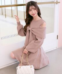 MAJESTIC LEGON | ビジューリボンニットミニワンピース(ワンピース)