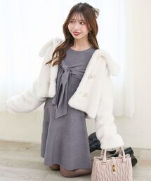 MAJESTIC LEGON | ビジューリボンニットミニワンピース(ワンピース)