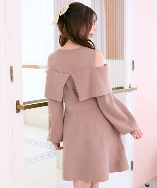 MAJESTIC LEGON（マジェスティックレゴン）の「ビジューリボンニットミニワンピース（ワンピース・レディース・ピンク/アイボリー/ブラック/グレー/ピンクベージュ・MEDIUM）」の18枚目の写真