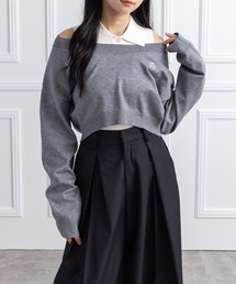 clear | 2way刺繍入りアンサンブルニットトップス［大人 カジュアル 着回し力抜群］≪AW新作≫(ニット/セーター)