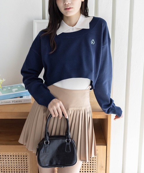 clear（クリア）の「2way刺繍入りアンサンブルニットトップス［大人 カジュアル 着回し力抜群］≪AW新作≫（ニット/セーター・レディース・ブラック/杢グレー/ピンク/ネイビー・F）」の3枚目の写真