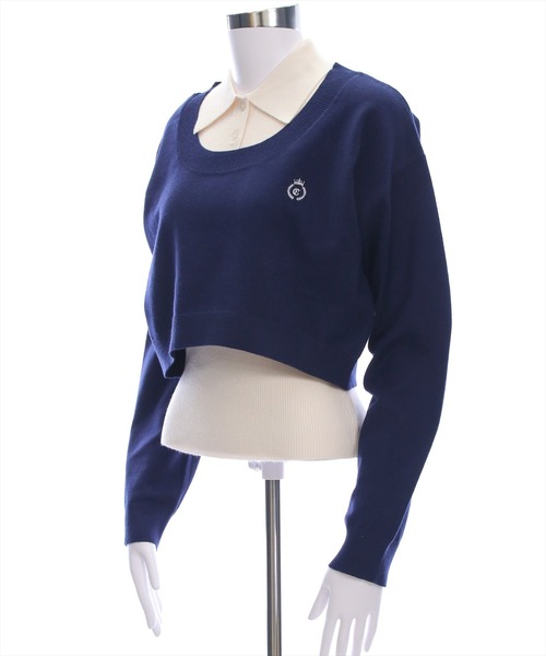 clear（クリア）の「2way刺繍入りアンサンブルニットトップス［大人 カジュアル 着回し力抜群］≪AW新作≫（ニット/セーター・レディース・ブラック/杢グレー/ピンク/ネイビー・F）」の10枚目の写真