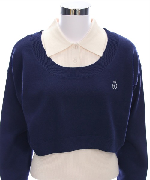 clear（クリア）の「2way刺繍入りアンサンブルニットトップス［大人 カジュアル 着回し力抜群］≪AW新作≫（ニット/セーター・レディース・ブラック/杢グレー/ピンク/ネイビー・F）」の14枚目の写真