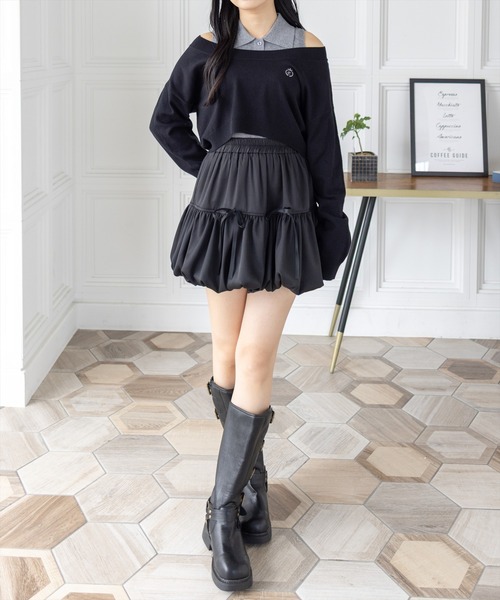 clear（クリア）の「2way刺繍入りアンサンブルニットトップス［大人 カジュアル 着回し力抜群］≪AW新作≫（ニット/セーター・レディース・ブラック/杢グレー/ピンク/ネイビー・F）」の5枚目の写真