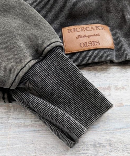 Dalfwin（ダールフィン）の「韓国ファッション RICECAKEフェイクレザーラベルピグメント加工ダブルジップパーカー（パーカー・レディース・ブラック/グレー・FREE）」の13枚目の写真