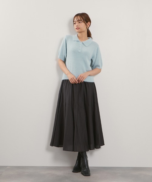 QUEENS COURT(クイーンズコート)の「シャギーヤーンポロニットトップス≪手洗い可能≫(ニット/セーター・レディース・アイボリー/ピンク/サックスブルー・M)」の5枚目の写真
