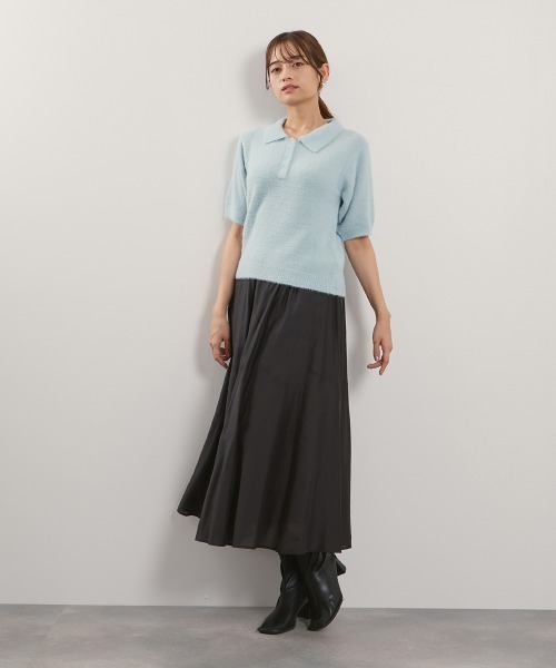 QUEENS COURT(クイーンズコート)の「シャギーヤーンポロニットトップス≪手洗い可能≫(ニット/セーター・レディース・アイボリー/ピンク/サックスブルー・M)」の6枚目の写真