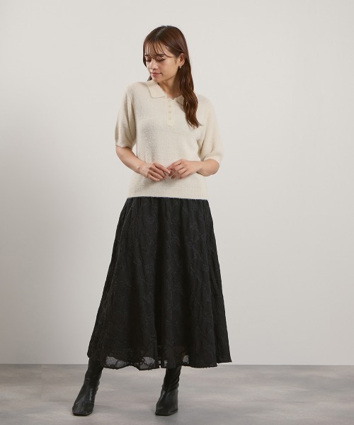 QUEENS COURT(クイーンズコート)の「シャギーヤーンポロニットトップス≪手洗い可能≫(ニット/セーター・レディース・アイボリー/ピンク/サックスブルー・M)」の8枚目の写真