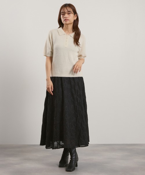 QUEENS COURT(クイーンズコート)の「シャギーヤーンポロニットトップス≪手洗い可能≫(ニット/セーター・レディース・アイボリー/ピンク/サックスブルー・M)」の9枚目の写真