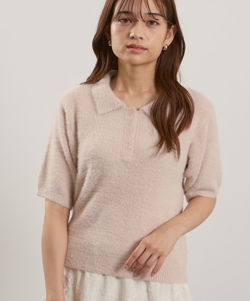 QUEENS COURT(クイーンズコート)の「シャギーヤーンポロニットトップス≪手洗い可能≫(ニット/セーター・レディース・アイボリー/ピンク/サックスブルー・M)」の10枚目の写真