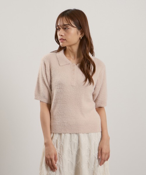 QUEENS COURT(クイーンズコート)の「シャギーヤーンポロニットトップス≪手洗い可能≫(ニット/セーター・レディース・アイボリー/ピンク/サックスブルー・M)」の11枚目の写真