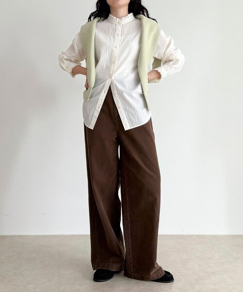 fredy emue（フレディエミュ）の「バンドカラーフリルシャツ（シャツ/ブラウス・レディース・ホワイト系その他/ブルー・38）」の8枚目の写真