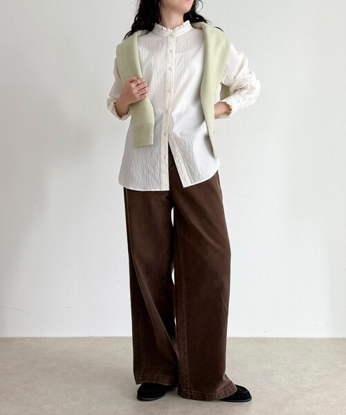 fredy emue（フレディエミュ）の「バンドカラーフリルシャツ（シャツ/ブラウス・レディース・ホワイト系その他/ブルー・38）」の9枚目の写真