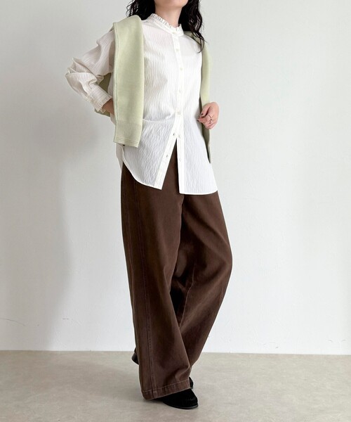 fredy emue（フレディエミュ）の「バンドカラーフリルシャツ（シャツ/ブラウス・レディース・ホワイト系その他/ブルー・38）」の10枚目の写真