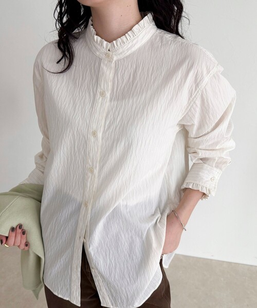 fredy emue（フレディエミュ）の「バンドカラーフリルシャツ（シャツ/ブラウス・レディース・ホワイト系その他/ブルー・38）」の14枚目の写真