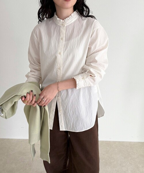 fredy emue（フレディエミュ）の「バンドカラーフリルシャツ（シャツ/ブラウス・レディース・ホワイト系その他/ブルー・38）」の15枚目の写真