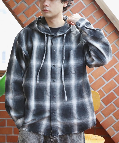 8(eight)(エイト)の「オーバーサイズフードシャツ(シャツ/ブラウス・メンズ・ブラック/ブルー/ブラウン・MEDIUM/LARGE)」の11枚目の写真