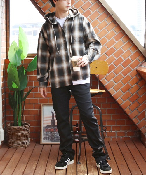 8(eight)(エイト)の「オーバーサイズフードシャツ(シャツ/ブラウス・メンズ・ブラック/ブルー/ブラウン・MEDIUM/LARGE)」の18枚目の写真