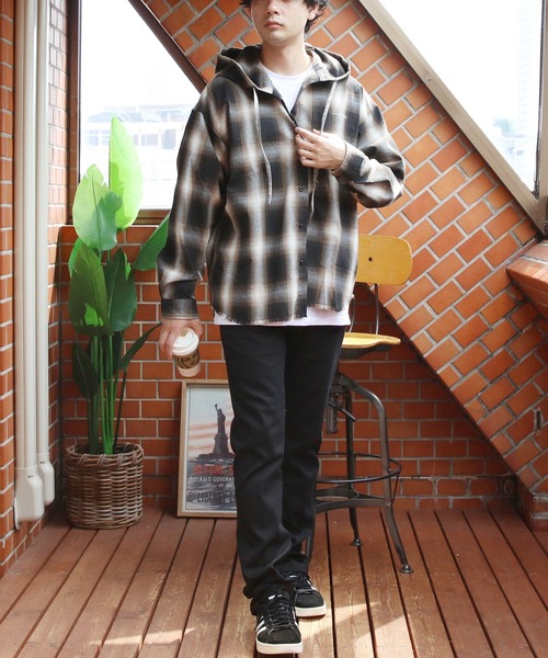 8(eight)(エイト)の「オーバーサイズフードシャツ(シャツ/ブラウス・メンズ・ブラック/ブルー/ブラウン・MEDIUM/LARGE)」の19枚目の写真