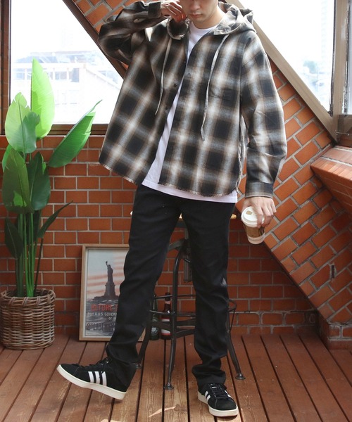 8(eight)(エイト)の「オーバーサイズフードシャツ(シャツ/ブラウス・メンズ・ブラック/ブルー/ブラウン・MEDIUM/LARGE)」の21枚目の写真