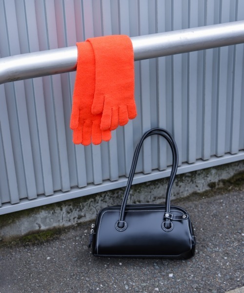 Bab（バブ）の「指穴ニットロングハンドウォーマー（手袋・レディース・ライトブルー/グレー/オレンジ/モカ・ONESIZE）」の8枚目の写真