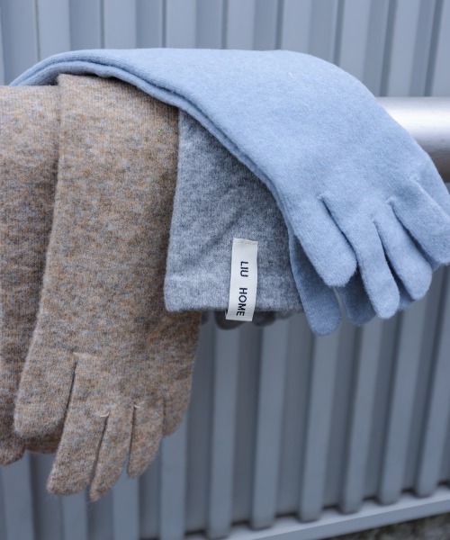 Bab（バブ）の「指穴ニットロングハンドウォーマー（手袋・レディース・ライトブルー/グレー/オレンジ/モカ・ONESIZE）」の21枚目の写真