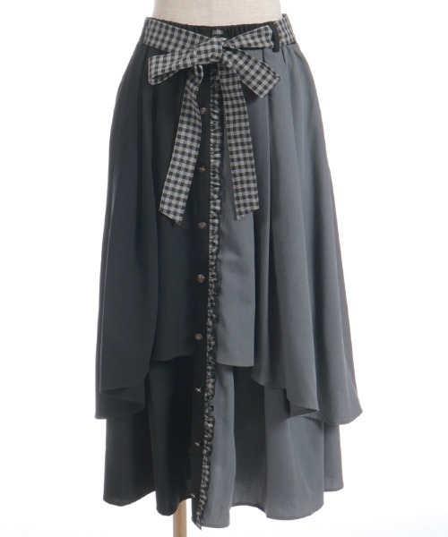 axes femme（アクシーズファム）の「前ボタンレイヤード風スカート（スカート・レディース・ブラック/ネイビー/ベージュ・FREE）」の16枚目の写真