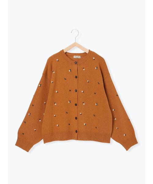 Samansa Mos2（サマンサ モスモス）の「花柄総刺繍ニットカーディガン（カーディガン/ボレロ・レディース・ボルドー/キナリ/ブラック/オレンジ・F）」の5枚目の写真