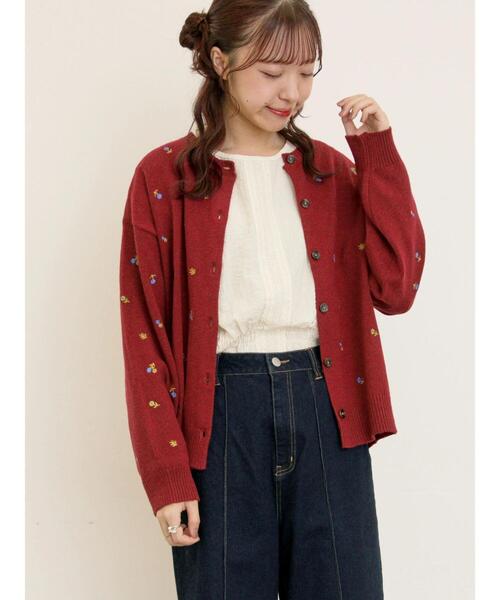 Samansa Mos2（サマンサ モスモス）の「花柄総刺繍ニットカーディガン（カーディガン/ボレロ・レディース・ボルドー/キナリ/ブラック/オレンジ・F）」の22枚目の写真