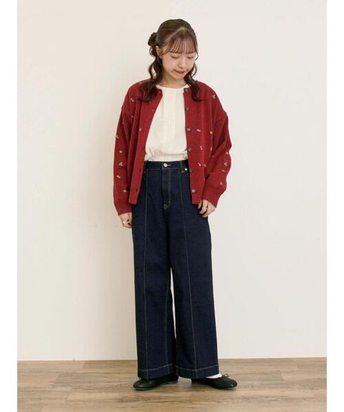 Samansa Mos2（サマンサ モスモス）の「花柄総刺繍ニットカーディガン（カーディガン/ボレロ・レディース・ボルドー/キナリ/ブラック/オレンジ・F）」の16枚目の写真