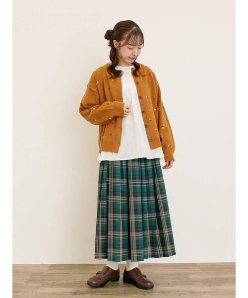 Samansa Mos2（サマンサ モスモス）の「花柄総刺繍ニットカーディガン（カーディガン/ボレロ・レディース・ボルドー/キナリ/ブラック/オレンジ・F）」の8枚目の写真