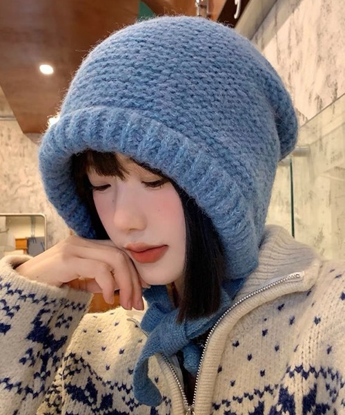 Lace Ladies（レースレディース）の「ソリッドカラー 耳 カバー ニット キャップ（ニットキャップ/ビーニー・レディース・アイボリー/ブラック/ブルー/ブラウン・FREE）」の4枚目の写真