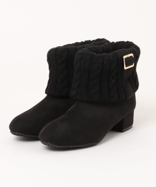ZUMA COLLECTION(ズマコレクション)の「【ZUMA COLLECTION】レディースニットベルトブーツ(ブーツ・レディース・ブラック×ブラック/ダークブラウン/グレー・M/S/LL/L)」の2枚目の写真