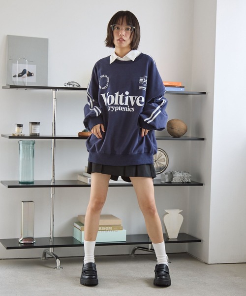 PBLIM（ページボーイリム）の「《UNISEX》ラインスリーブロゴスウェット（スウェット・レディース・グレー/ネイビー・MEDIUM/LARGE）」の4枚目の写真