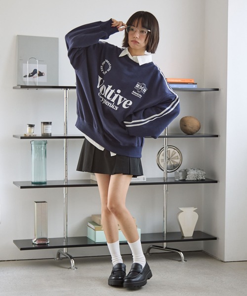 PBLIM（ページボーイリム）の「《UNISEX》ラインスリーブロゴスウェット（スウェット・レディース・グレー/ネイビー・MEDIUM/LARGE）」の5枚目の写真