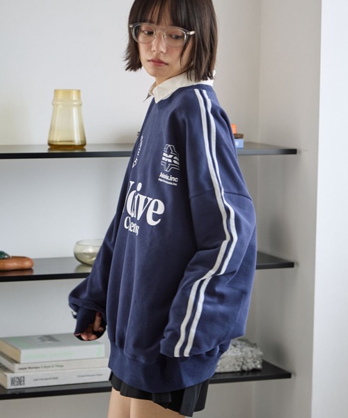 PBLIM（ページボーイリム）の「《UNISEX》ラインスリーブロゴスウェット（スウェット・レディース・グレー/ネイビー・MEDIUM/LARGE）」の7枚目の写真