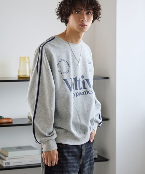 セール】《UNISEX》ラインスリーブロゴスウェット（スウェット